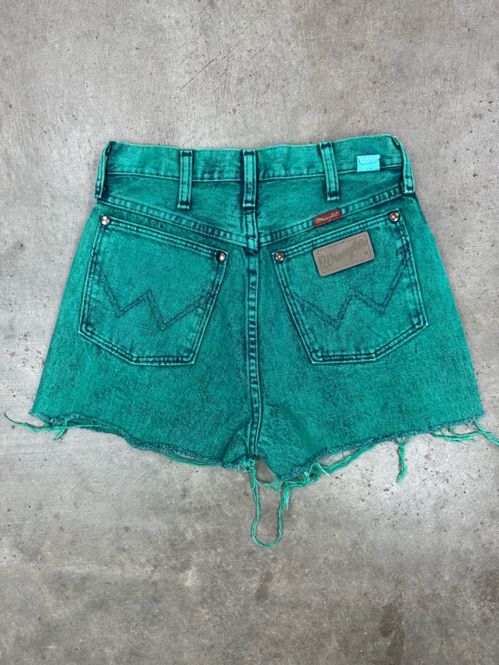 Vintage 90’s Wrangler Cutoff Green Acid Wash Denim Shorts